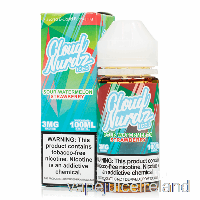 Vape Juice ICE Sour Watermelon Strawberry - Cloud Nurdz - 100mL 3mg